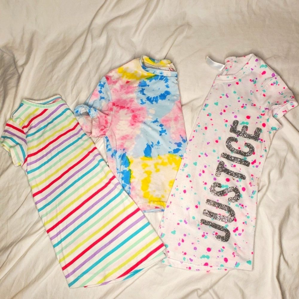 Justice Place Paper Tee Kids Shirts Tie-Dye Stripes & Paint Splatter Size 7/8
